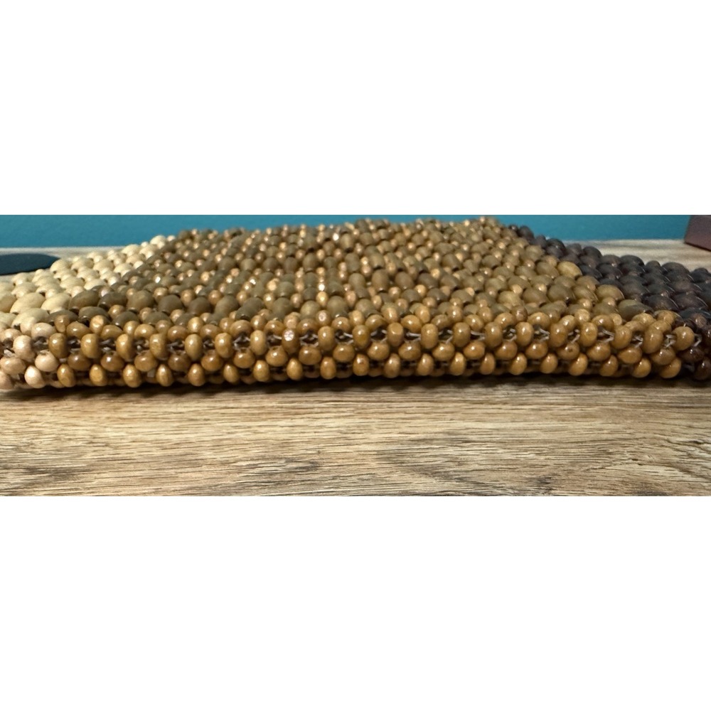 Wooden Beaded Handbag Made In India Lined 9x12 Boho Neutral Colorblock A New Day - Picture 5 of 9